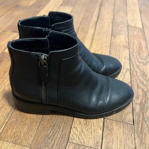 Cole Haan Black Leather Side-Zip Ankle Booties
